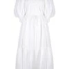 Shona Joy DRESSES PAULINA LINEN SQUARE NECK TIERED MIDI DRESS - IVORY