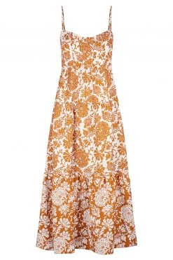 Shona Joy VITORIA LINEN CORDED TIERED MIDI DRESS DRESSES