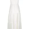 Shona Joy BRUNA LINEN OPEN BACK SHIRRED MIDI DRESS - IVORY