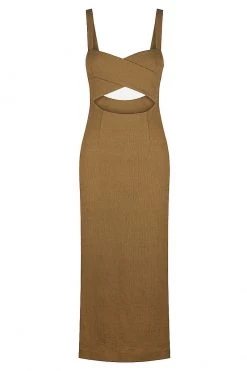 Shona Joy DRESSES SIMONE CROSS OVER MIDI DRESS - CUMIN