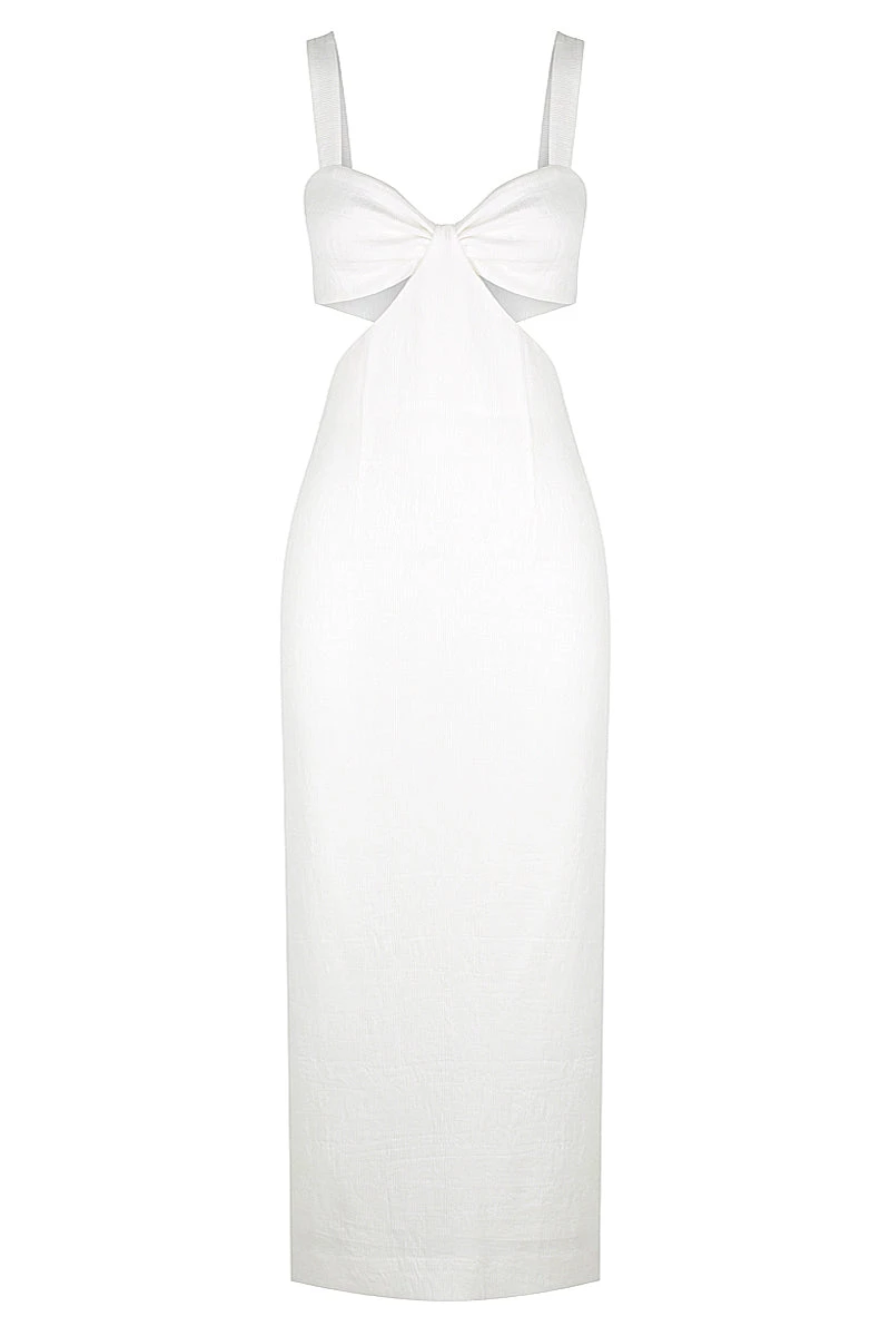 Shona Joy SIMONE GATHERED CUT OUT MIDI DRESS - IVORY 1 Shona Joy SIMONE GATHERED CUT OUT MIDI DRESS - IVORY