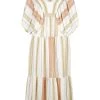 Shona Joy SUZANA LINEN PLUNGED BALLOON SLEEVE MIDI DRESS