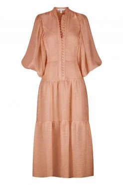 Shona Joy CHARLOTTE HIGH NECK MIDI DRESS - DESERT ROSE DRESSES