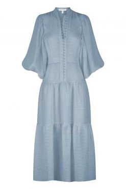 Shona Joy DRESSES CHARLOTTE HIGH NECK MIDI DRESS - BLUE SMOKE