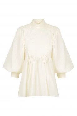 Shona Joy ELLA PIN TUCK BALLOON SLEEVE BLOUSE - TOFU TOPS