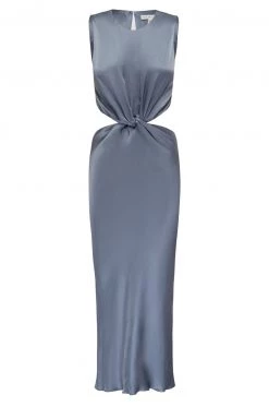 Shona Joy BEST SELLERS GIORGIA TWIST FRONT SLEEVELESS MIDI DRESS - BLUE SMOKE
