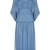 Shona Joy NOEMI LONG SLEEVE RUCHED MIDI DRESS - OCEAN