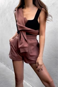 Shona Joy SJ SWEAT SHORT - CLOVE KNITWEAR