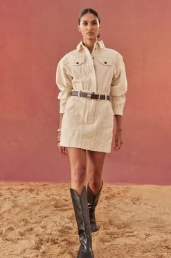 Shona Joy SIERRA PANELLED UTILITY MINI DRESS - CREAM