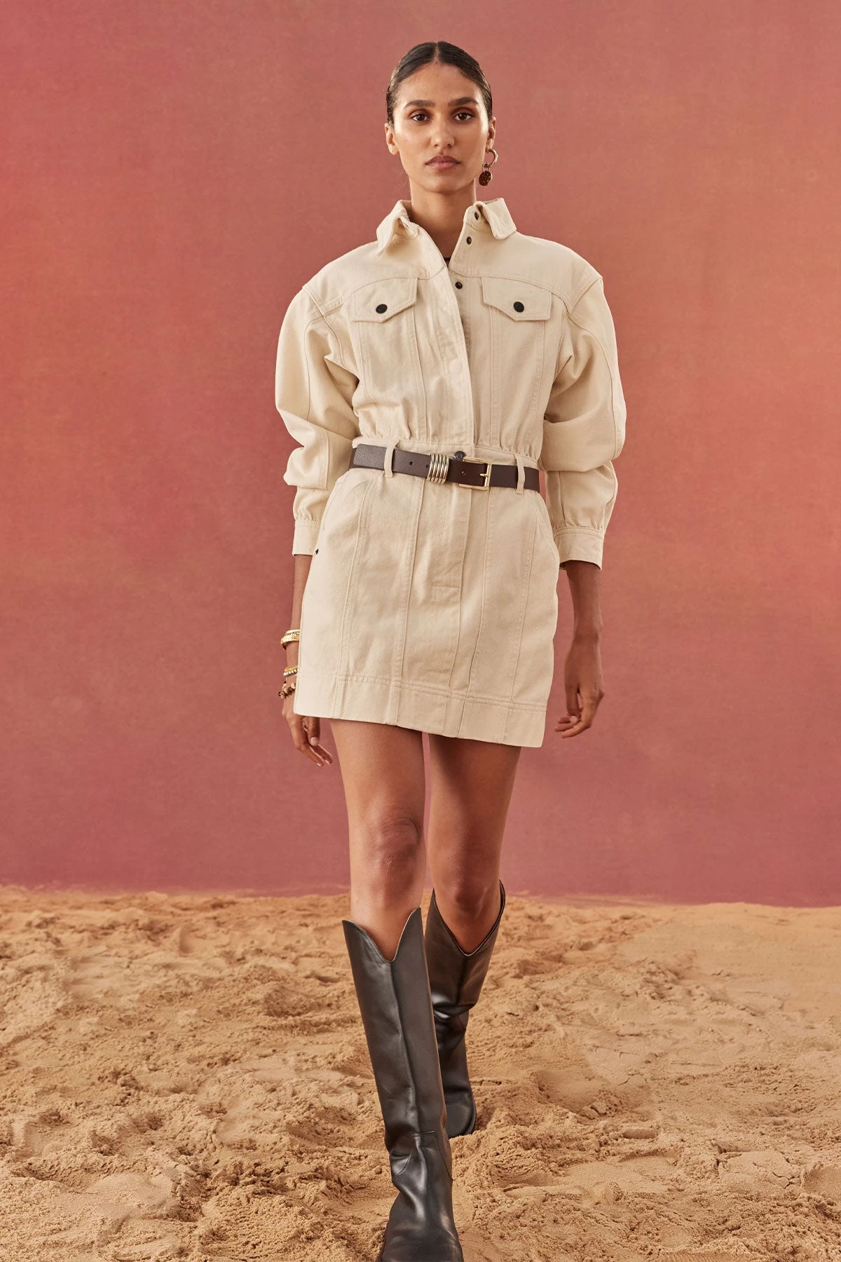 Shona Joy SIERRA PANELLED UTILITY MINI DRESS - CREAM 2 Shona Joy SIERRA PANELLED UTILITY MINI DRESS - CREAM