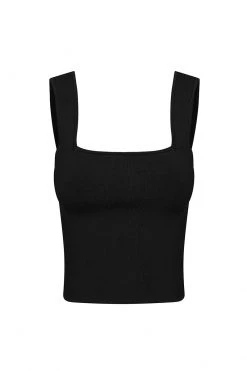 Shona Joy TOPS BASIC SQUARE NECK TOP - BLACK