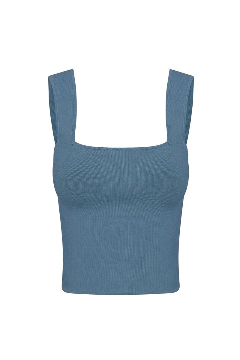 Shona Joy BASIC SQUARE NECK TOP - BLUE SMOKE TOPS 1 Shona Joy BASIC SQUARE NECK TOP - BLUE SMOKE TOPS