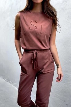 Shona Joy TOPS SJ LOGO TANK - CLOVE