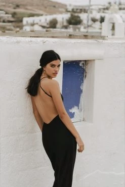 Shona Joy THALIA BIAS CUT OUT MIDI DRESS - BLACK DRESSES