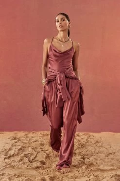 Shona Joy THALIA HIGH WAISTED TAILORED PANT - SANGRIA BEST SELLERS