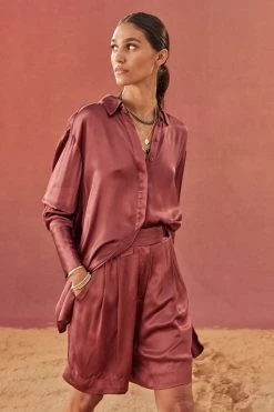 Shona Joy THALIA HIGH WAISTED TAILORED SHORT - SANGRIA