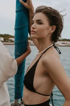 Shona Joy LA LUNE TRIANGLE BRALETTE - BLACK TOPS