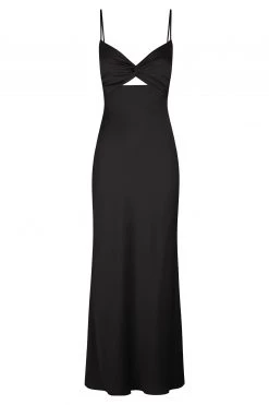 Shona Joy LUXE TWIST FRONT SLEEVELESS MIDI DRESS - ONYX DRESSES