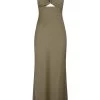 Shona Joy LUXE TWIST FRONT SLEEVELESS MIDI DRESS - PINE
