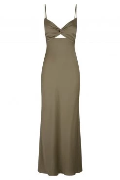 Shona Joy LUXE TWIST FRONT SLEEVELESS MIDI DRESS - PINE