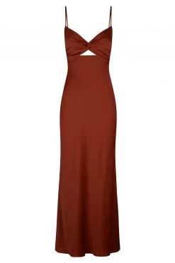 Shona Joy LUXE TWIST FRONT SLEEVELESS MIDI DRESS - SANGRIA DRESSES