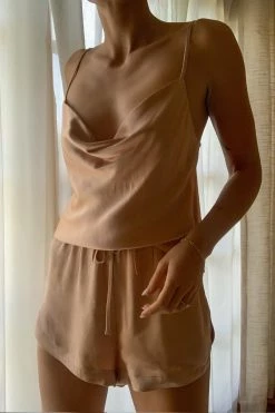 Shona Joy LA LUNE LOUNGE CAMI SET - DESERT ROSE SHORTS & PANTS