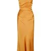 Shona Joy DRESSES ALMA ASYMMETRICAL BIAS COWL MIDI DRESS - TURMERIC