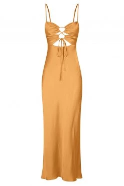 Shona Joy DRESSES ALMA LACE UP MIDI DRESS - TURMERIC