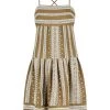 Shona Joy DRESSES ATLAS LINEN BACKLESS TIERED MINI DRESS - CUMIN/CREAM