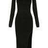 Shona Joy BASIC LONG SLEEVE MIDI DRESS - BLACK