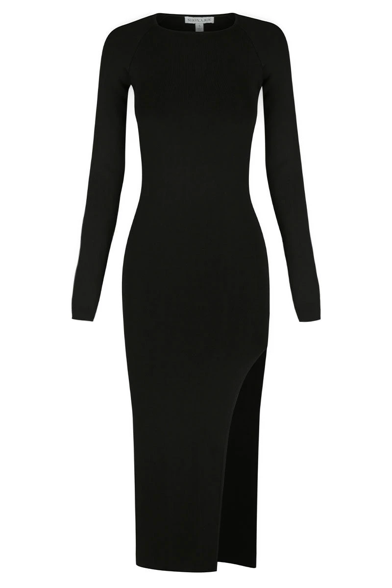 Shona Joy BASIC LONG SLEEVE MIDI DRESS - BLACK 1 Shona Joy BASIC LONG SLEEVE MIDI DRESS - BLACK