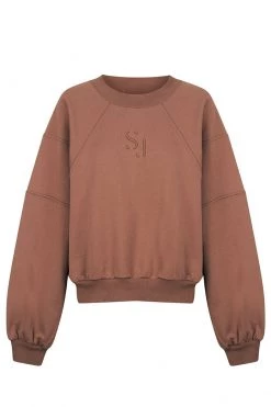 Shona Joy SJ LOGO BATWING SWEATER - CLOVE TOPS