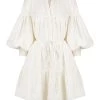 Shona Joy BRIGITTE LINEN TIERED MINI DRESS - TOFU