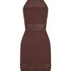 Shona Joy CALYPSO CROCHET OPEN BACK MINI DRESS - COCOA DRESSES