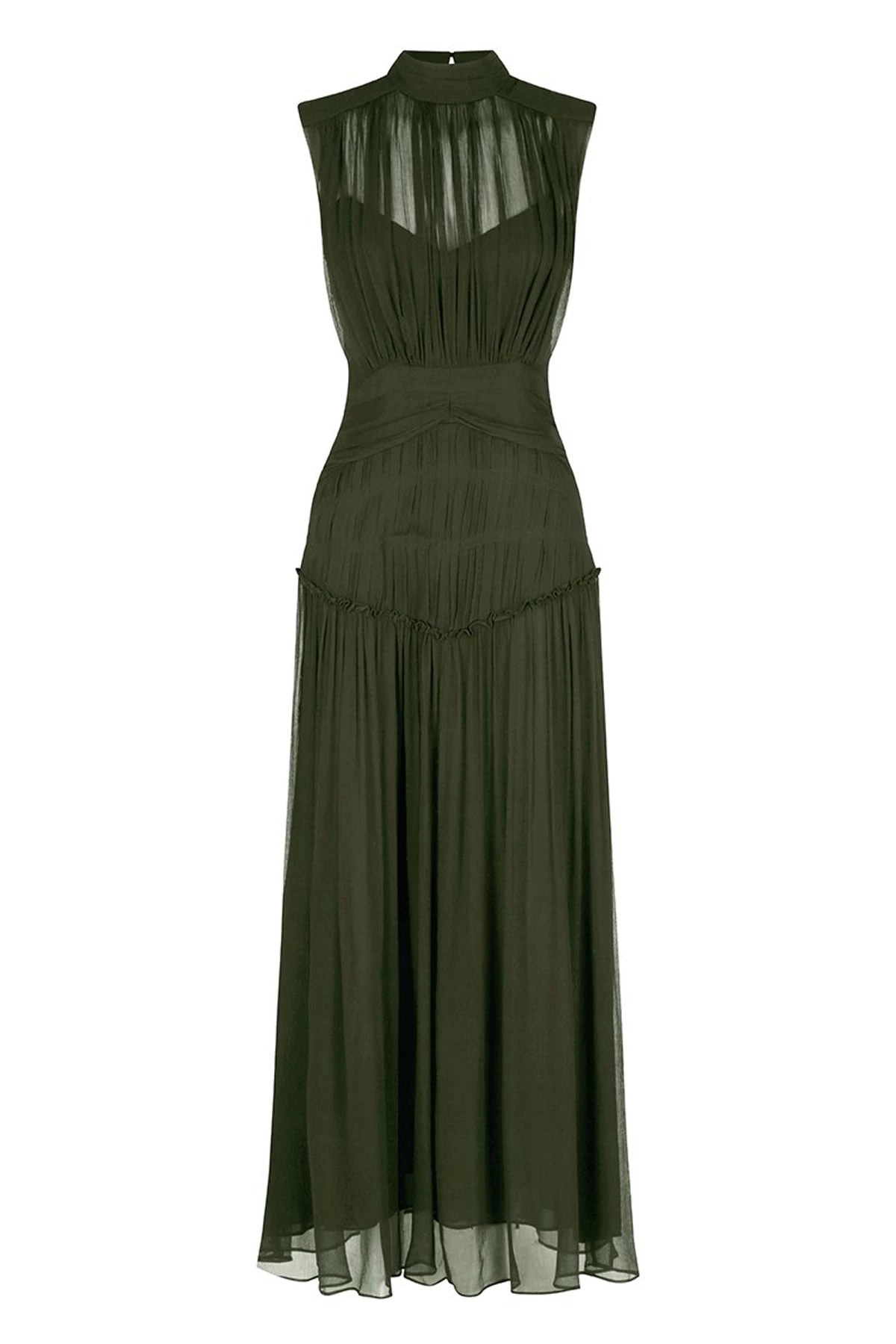 Shona Joy CLEMENCE HIGH NECK MIDI DRESS - OLIVE 1 Shona Joy CLEMENCE HIGH NECK MIDI DRESS - OLIVE