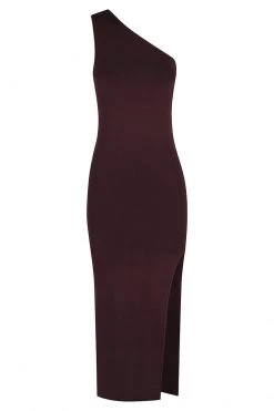 Shona Joy BASIC ONE SHOULDER MIDI DRESS - COCOA
