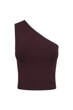 Shona Joy TOPS BASIC ONE SHOULDER TOP - COCOA