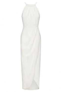 Shona Joy CORE HIGH NECK RUCHED DRESS - IVORY