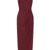 Shona Joy CORE HIGH NECK RUCHED DRESS - BURGUNDY DRESSES