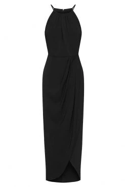 Shona Joy CORE HIGH NECK RUCHED DRESS - BLACK DRESSES