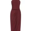Shona Joy CORE KNOT DRAPED DRESS - BURGUNDY