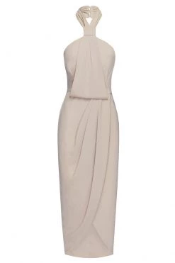 Shona Joy CORE KNOT DRAPED DRESS - OYSTER DRESSES