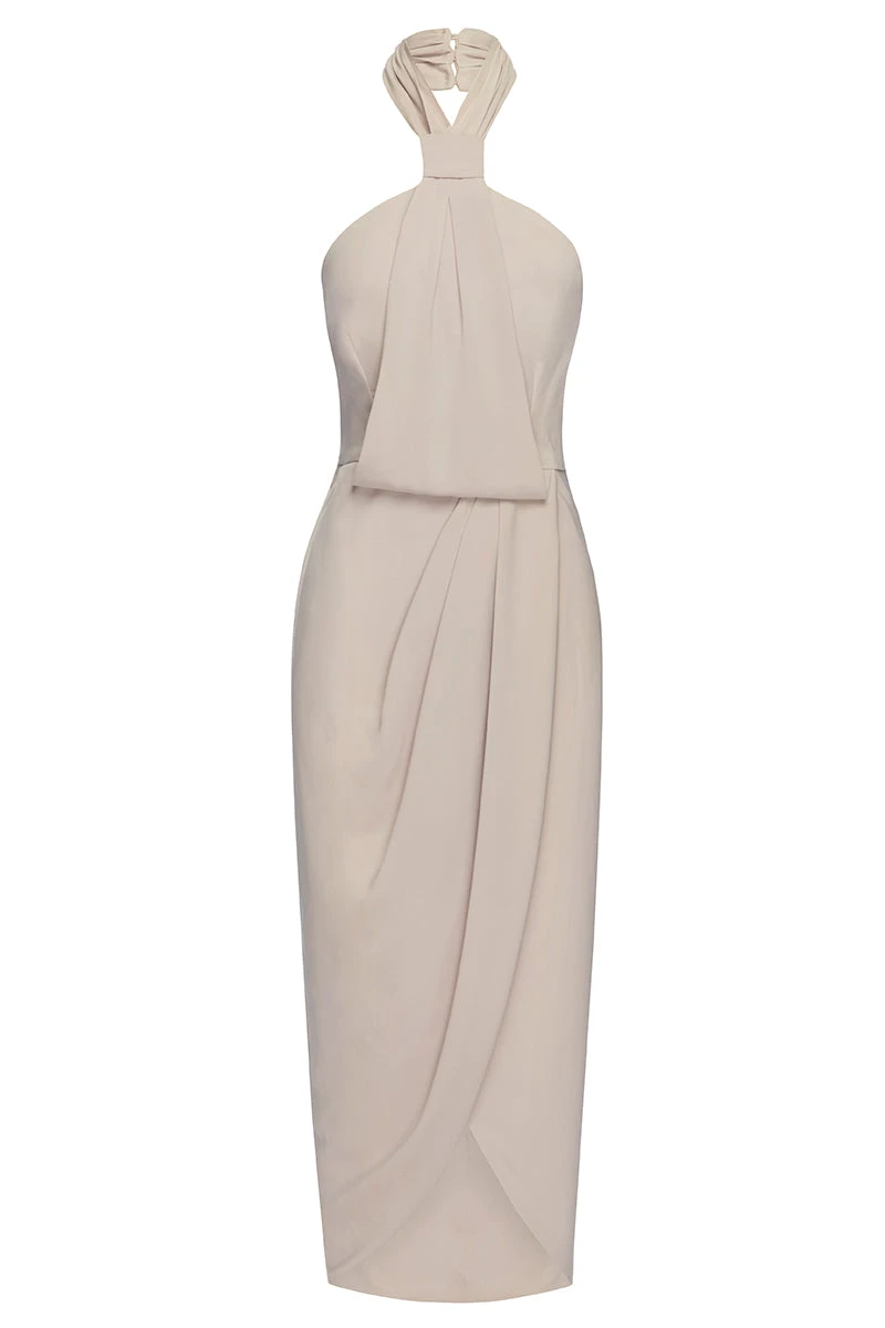 Shona Joy CORE KNOT DRAPED DRESS - OYSTER DRESSES 1 Shona Joy CORE KNOT DRAPED DRESS - OYSTER DRESSES
