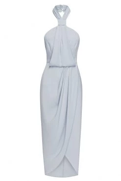 Shona Joy CORE KNOT DRAPED DRESS - POWDER BLUE