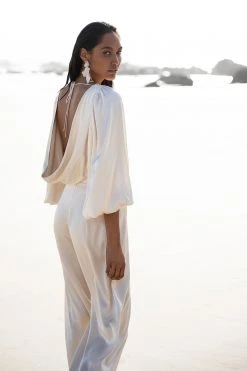 Shona Joy LA LUNE COWL BACK BALLOON SLEEVE BLOUSE - CREAM