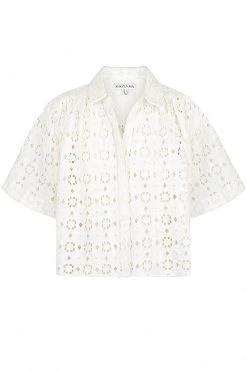 Shona Joy FRYDA LINEN SHORT SLEEVE SHIRT - RICE TOPS