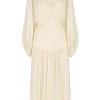 Shona Joy IRIS LONG SLEEVE OPEN BACK MIDI DRESS - CREAM DRESSES