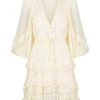 Shona Joy IRIS BALLOON SLEEVE FRILL MINI DRESS - CREAM