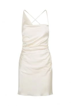 Shona Joy LA LUNE ASYMMETRICAL BIAS COWL MINI DRESS - CREAM