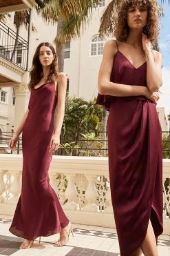Shona Joy LUXE BIAS COWL SLIP DRESS - GARNET DRESSES